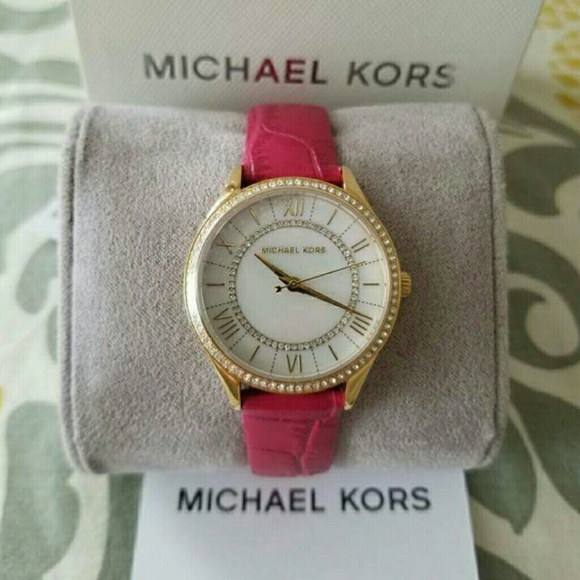Michael Kors Accessories - Michael Kors Mini Lauryn Embossed Leather Watch